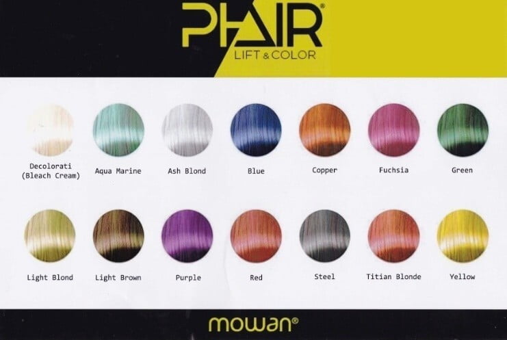 Mowan PHair Colour Chart
